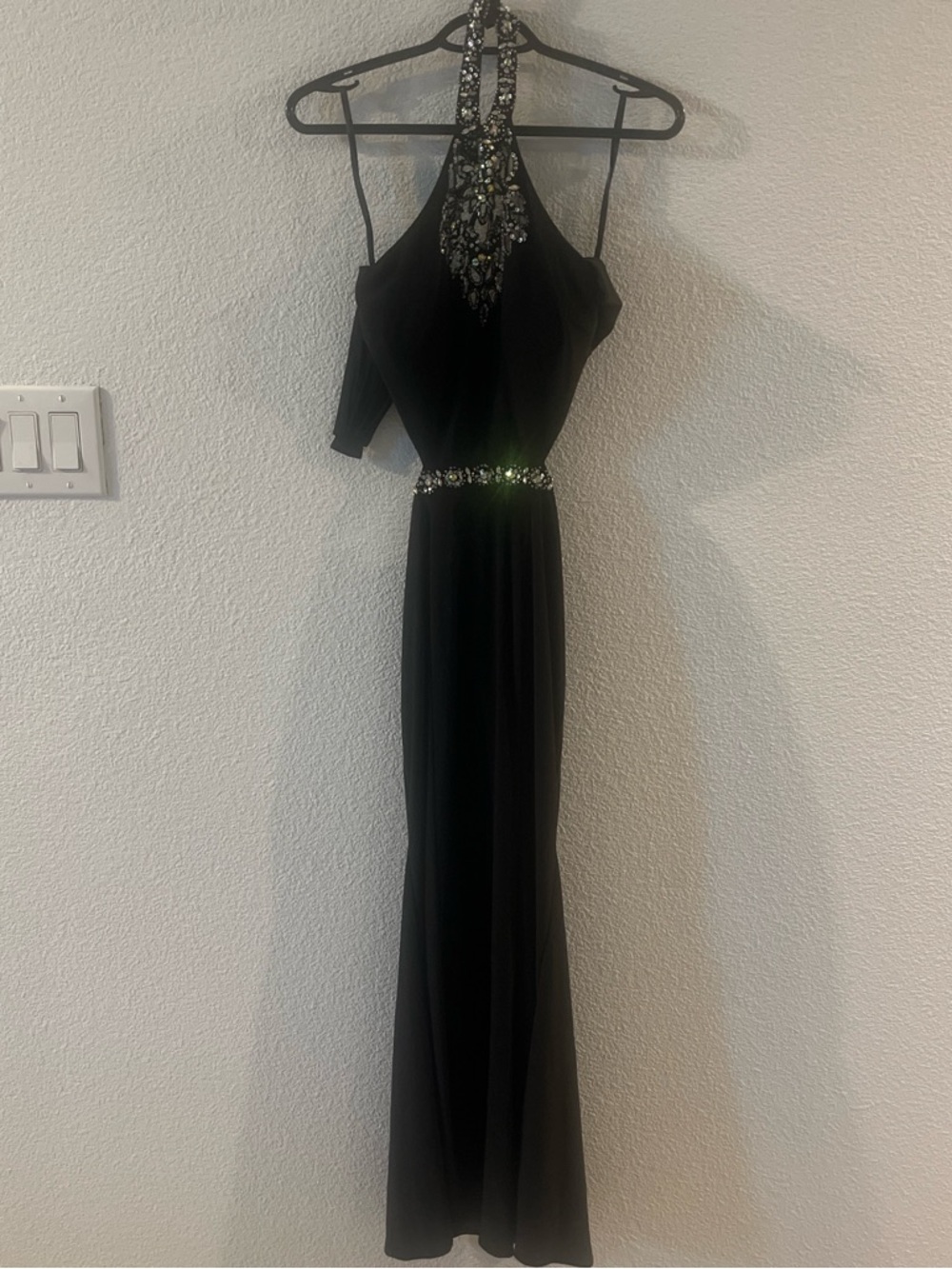Size 5/6 Black Halter Evening Gown with Beaded Neckline